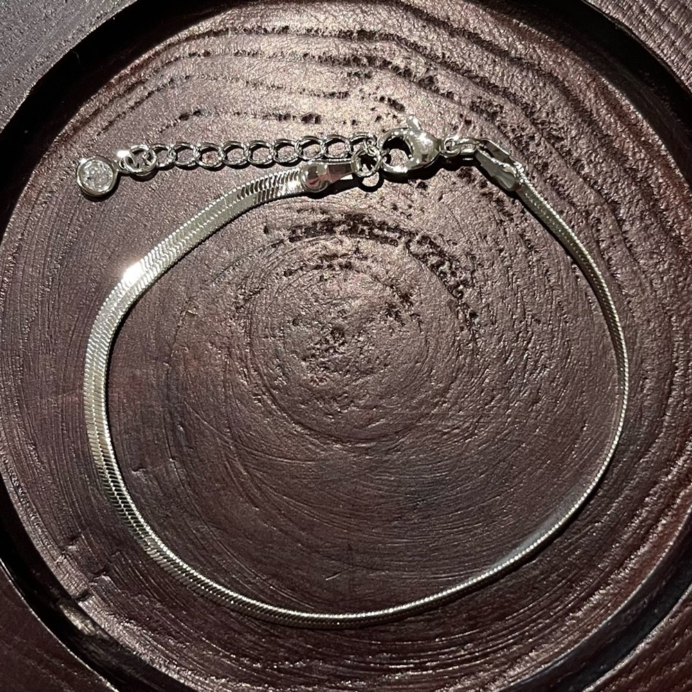 Silver Herringbone Chain Bracelet